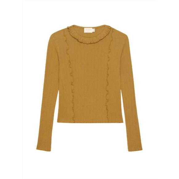 NEW NATION LTD gizelle long sleeve top in olive wood - Picture 3 of 4